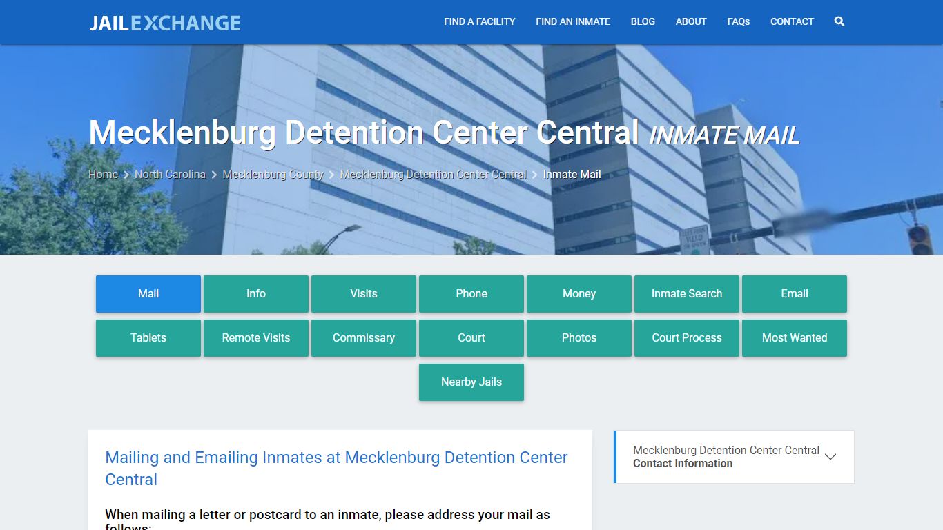Inmate Mail - Mecklenburg Detention Center Central, NC - Jail Exchange